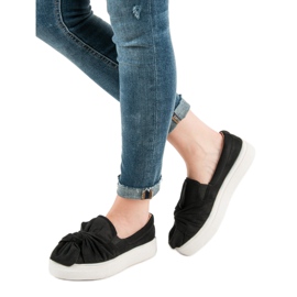 Suede Slipons With A VICES Bow black 1