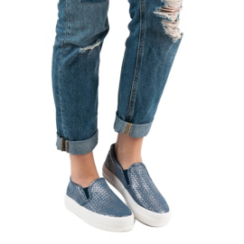 SHELOVET Blue Slip On Sneakers 1