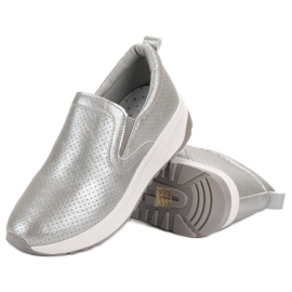 SHELOVET Silver Slip-On Shoes grey 1