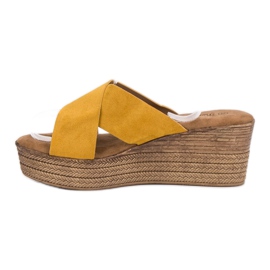 SHELOVET Mustard Wedge Sandals yellow 1