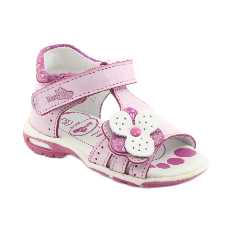 Pink sandals with flowers Ren But 1406 white 2