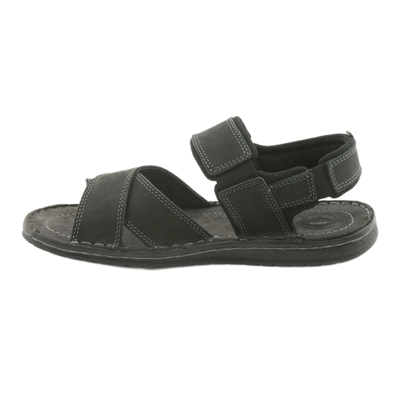 Riko Men's Sports Leather Sandals 852 Black 2