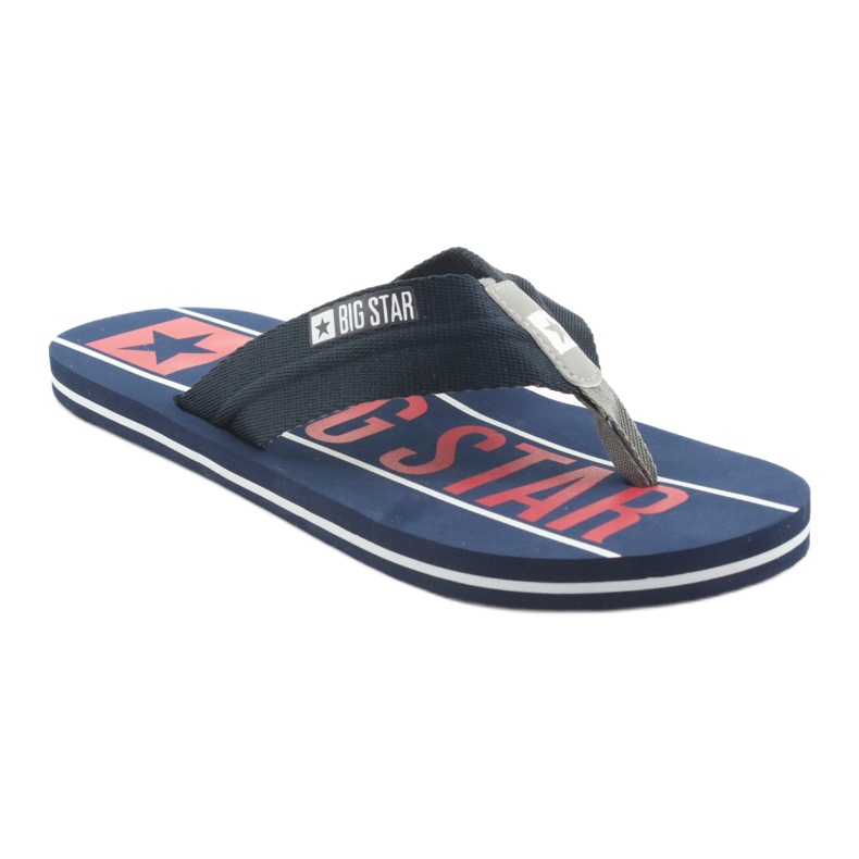 Men's Big Star 174658 navy blue slippers white red 1