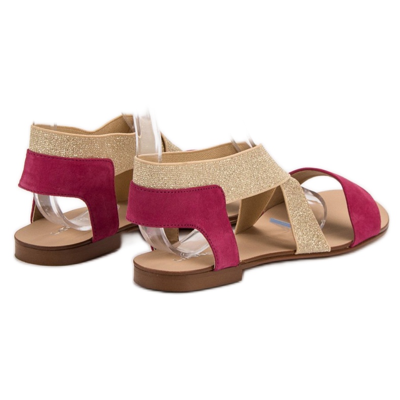 SHELOVET Elegant flat sandals brown pink 1