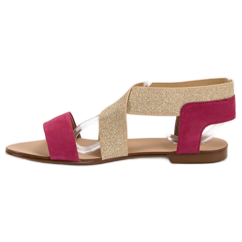 SHELOVET Elegant flat sandals brown pink 2