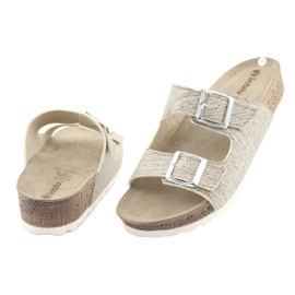 Women's beige Inblu NM013 slippers with silver particles brown grey 4