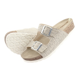 Women's beige Inblu NM013 slippers with silver particles brown grey 5