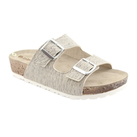 Women's beige Inblu NM013 slippers with silver particles brown grey 1