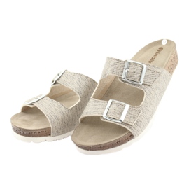 Women's beige Inblu NM013 slippers with silver particles brown grey 3