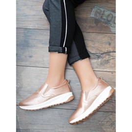 SHELOVET Golden Slip-On Shoes pink 1