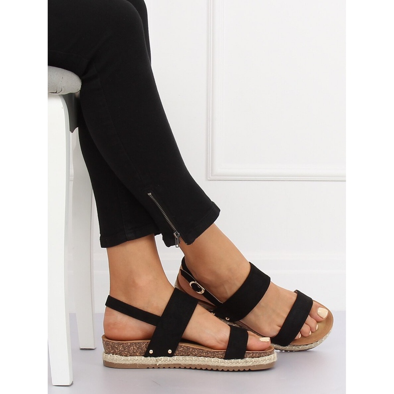 Black sandals on a cork sole CH-118 Black 1 Black sandals on a cork sole CH-118 Black 1