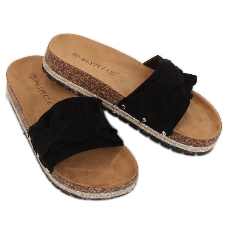Black espadrilles slippers BJS-002 Black 2