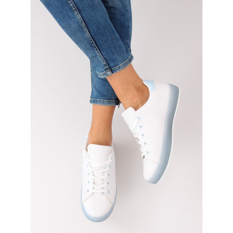 Women's white and blue sneakers 9118 Blue 2