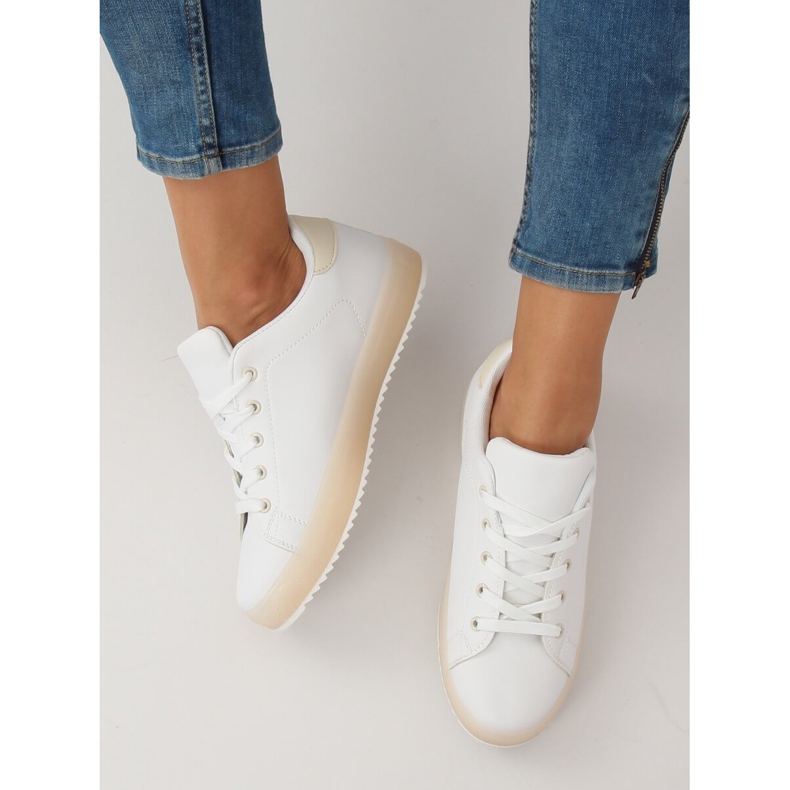 Women's white and beige sneakers 9118 Beige brown 2