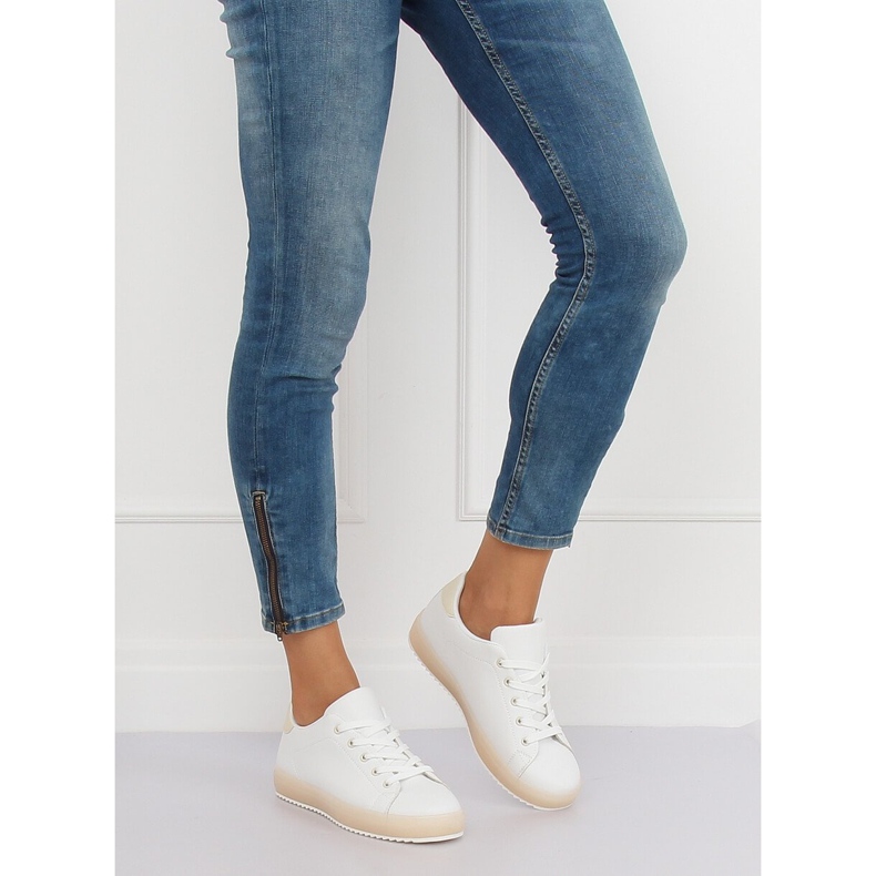 Women's white and beige sneakers 9118 Beige brown 1