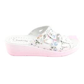 Women's wedge slippers Comfooty Mia Flowers white 4