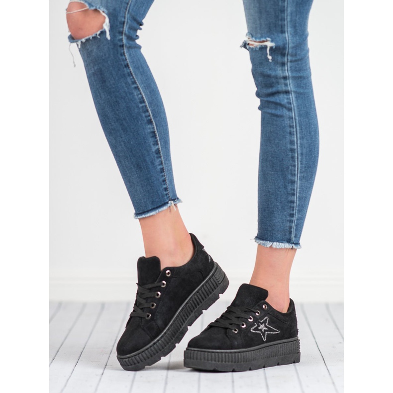 SHELOVET Suede Creepers black 1 SHELOVET Suede Creepers black 1