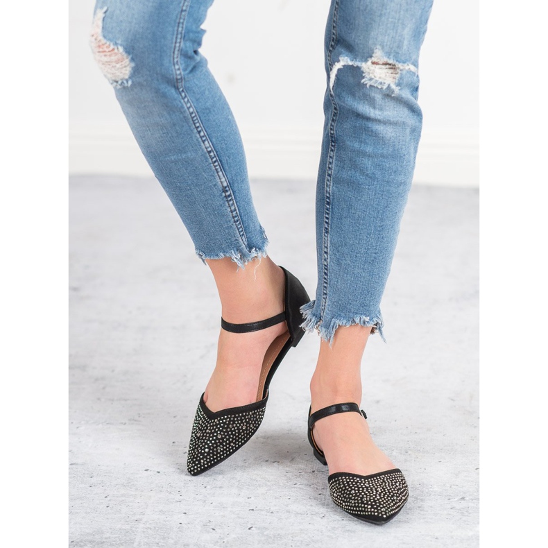 Primavera Fastened ballerinas with cubic zirconia black 2