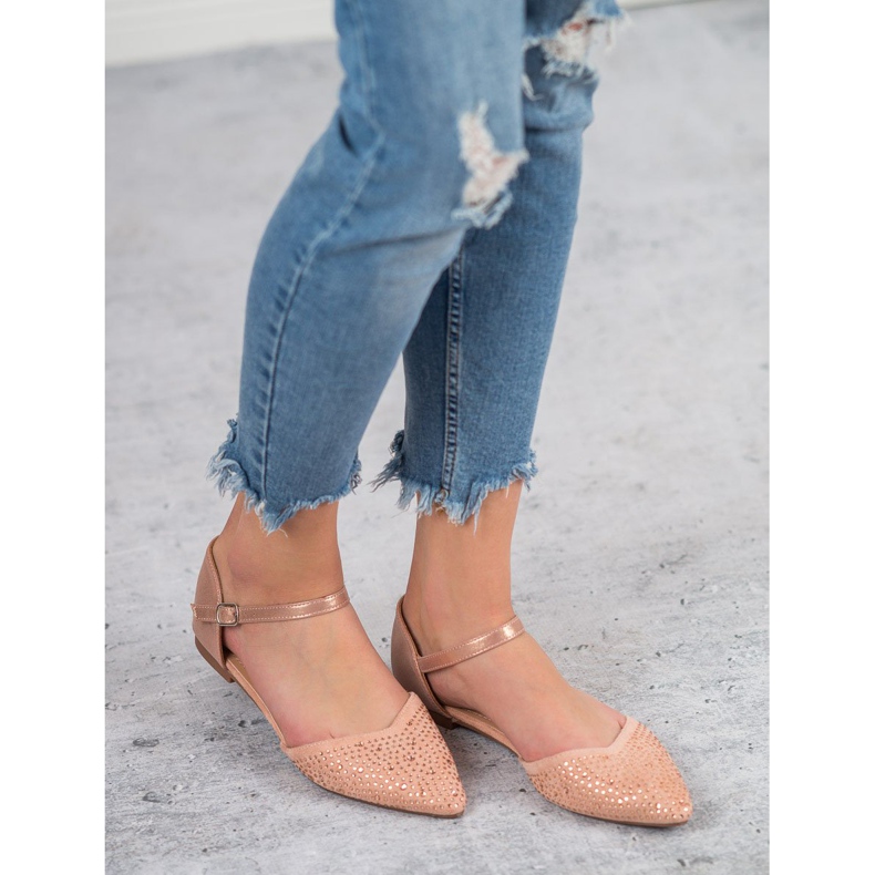 Primavera Fastened ballerinas with cubic zirconia pink 2