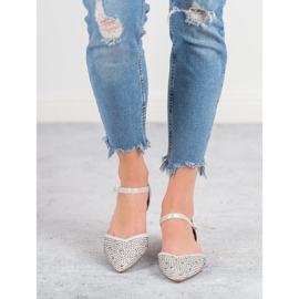 Primavera Fastened ballerinas with cubic zirconia grey 1