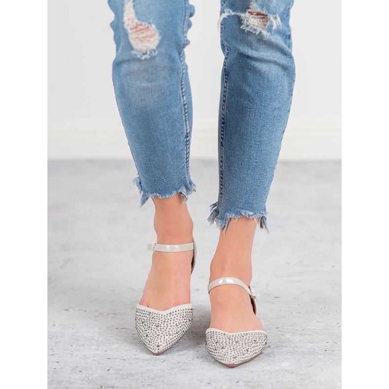 Primavera Fastened ballerinas with cubic zirconia grey 1