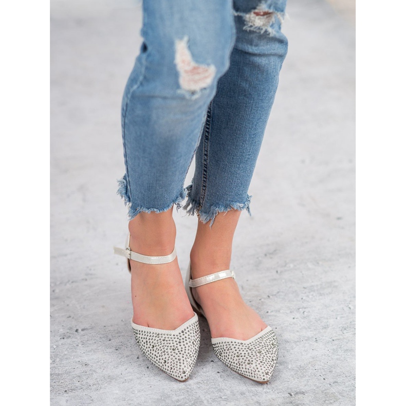 Primavera Fastened ballerinas with cubic zirconia grey 2