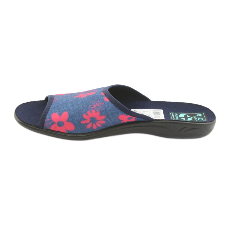 Women's slippers with flowers Adanex navy blue pink 2 Women's slippers with flowers Adanex navy blue pink 2