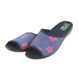 Women's slippers with flowers Adanex navy blue pink 3