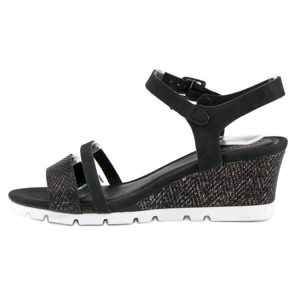 Ideal Shoes Black Wedge Sandals 2