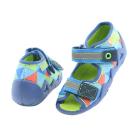 Blue, green Befado 250P059 slippers orange 4