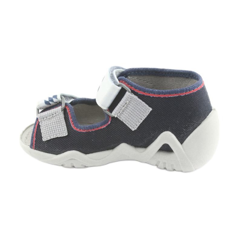 Befado children's slippers 250p084 navy blue/red with a car grey 2