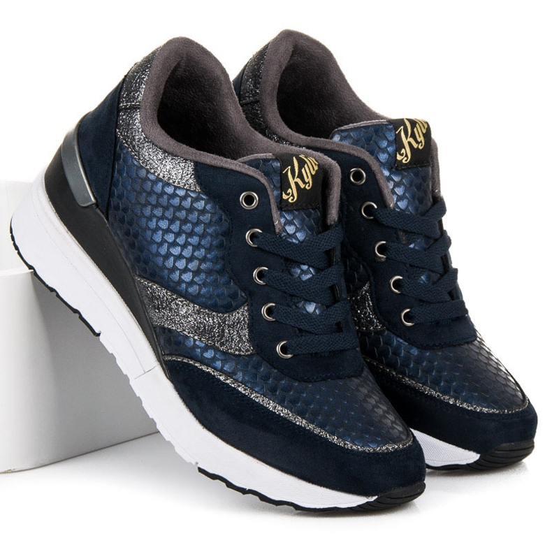 Kylie Navy Blue Shoes With A Pattern 1