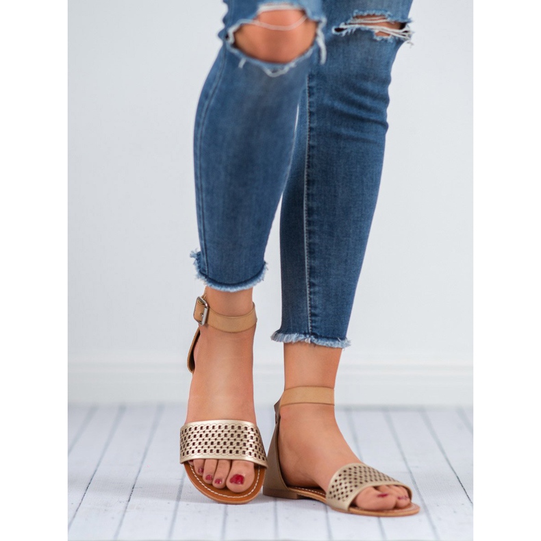 Evento Openwork Sandals brown yellow 1