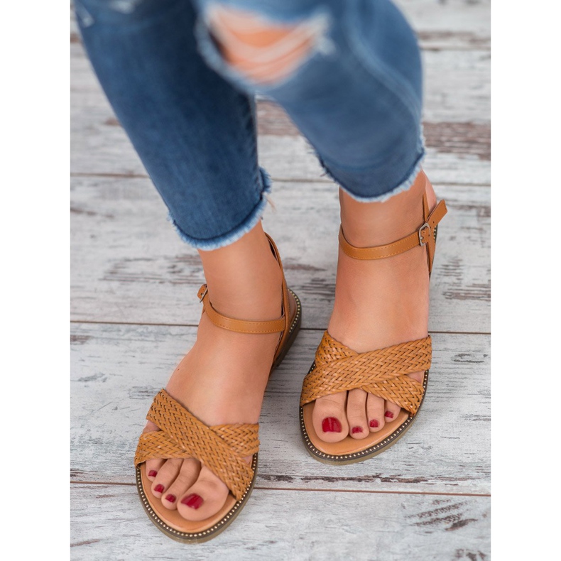 SHELOVET Camel Sandals brown 2