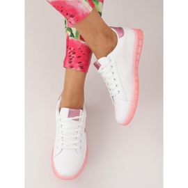 Women's white and pink sneakers 2B9XX923 WHITE / ROSERED 2
