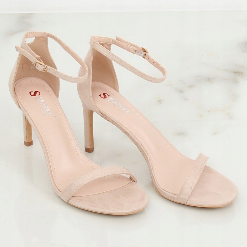 Beige sandals on a high heel NF-31P Beige 1