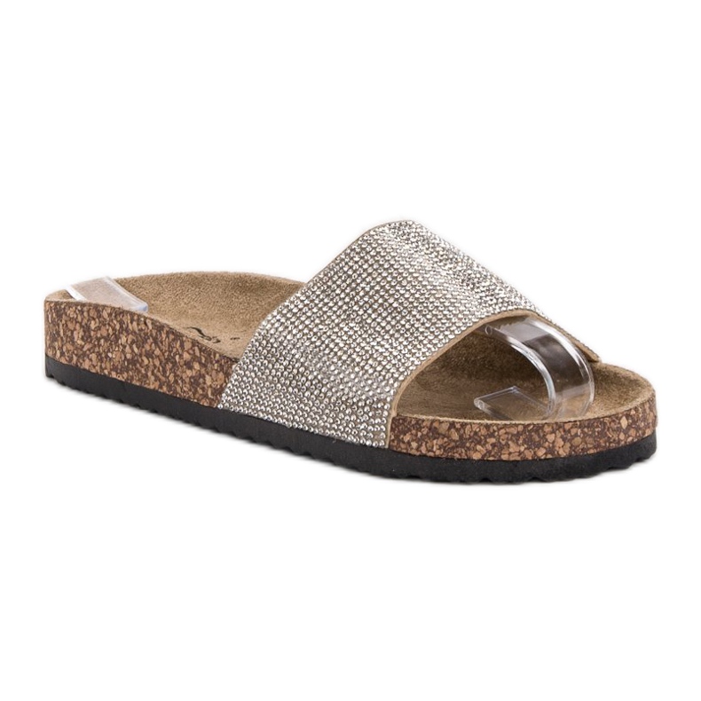 Evento Slippers With Crystals grey 1