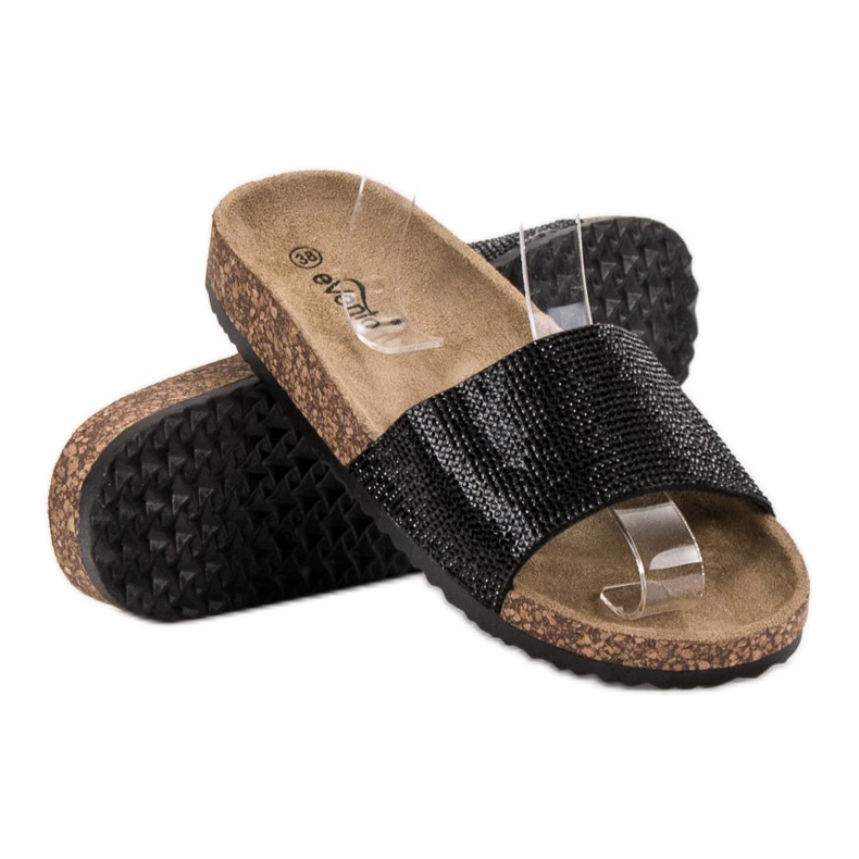 Evento Slippers With Crystals brown 1 Evento Slippers With Crystals brown 1