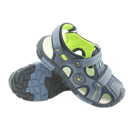 American Club Children's sandals with an American DR02 leather insert navy blue blue green 3