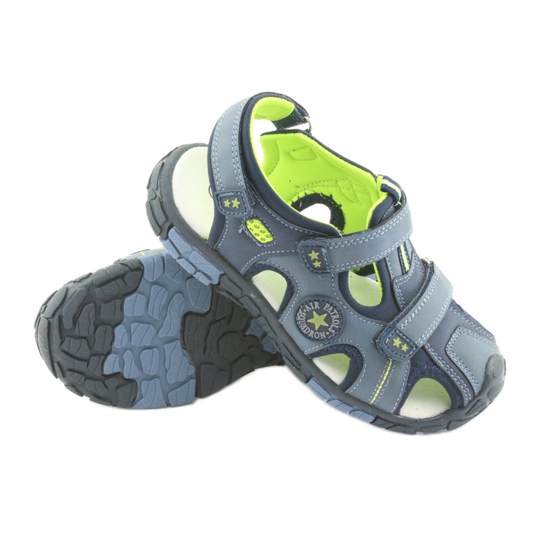 American Club Children's sandals with an American DR02 leather insert navy blue blue green 3