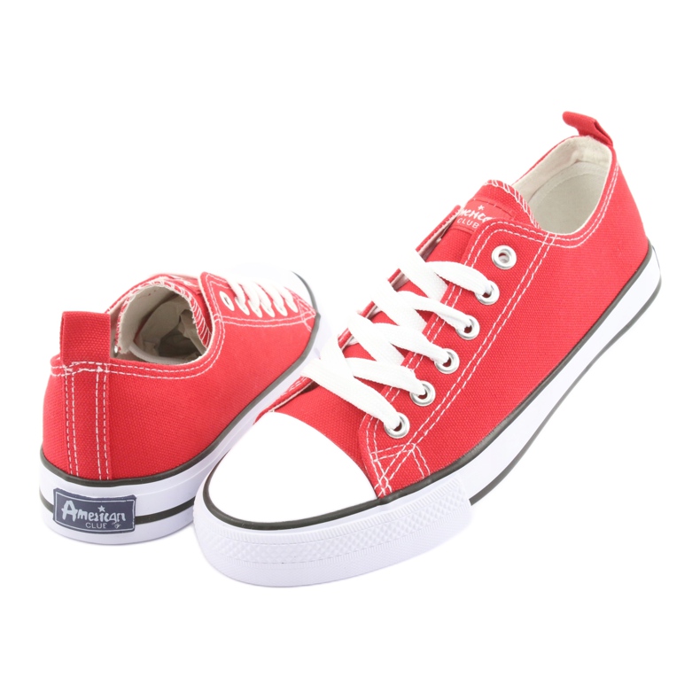 American Club Women's tied LH18 Red sneakers 4