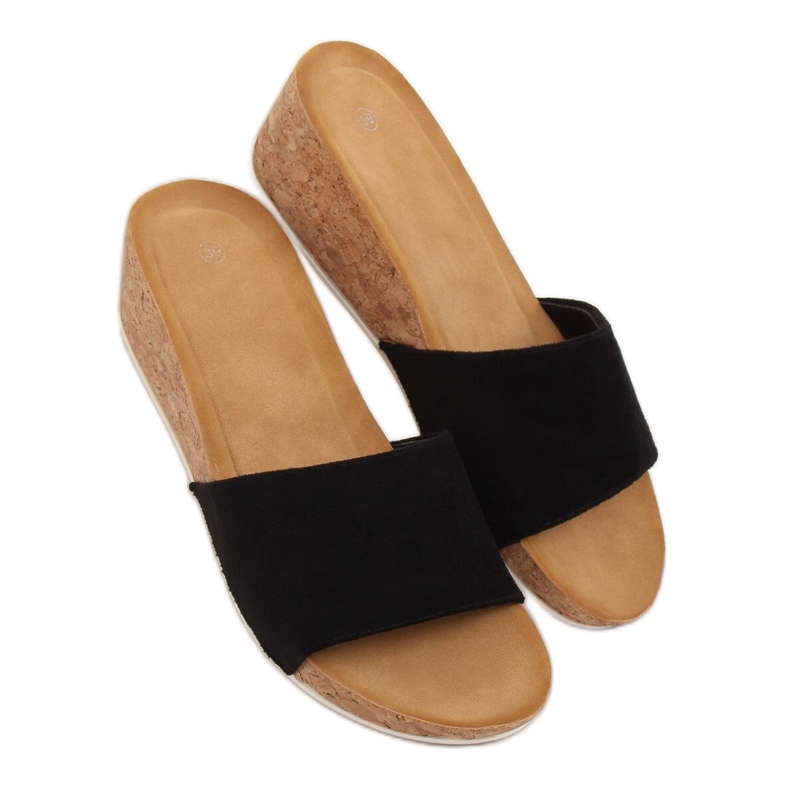 Black G233 Black wedge slippers 1