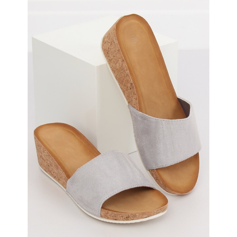 Gray G233 Gray wedge slippers grey 1