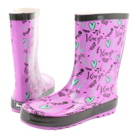 American Club American heart boots black violet green 4