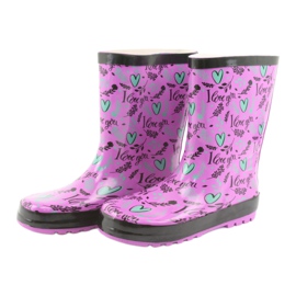 American Club American heart boots black purple green 3