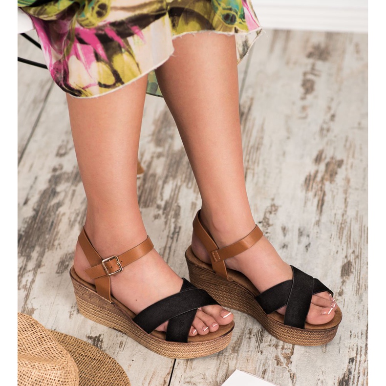 Primavera Wedge Sandals brown black 2