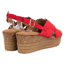 Primavera Red Wedge Sandals 1