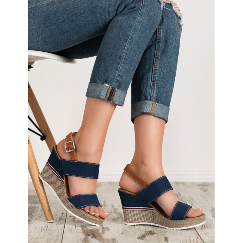 Goodin Denim Sandals brown blue 2