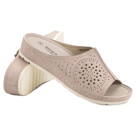 Goodin Openwork Slippers brown 1