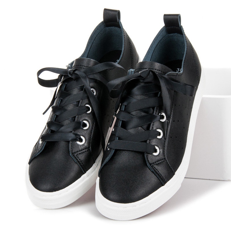 Kylie Black Sneakers Tied With A Ribbon 1